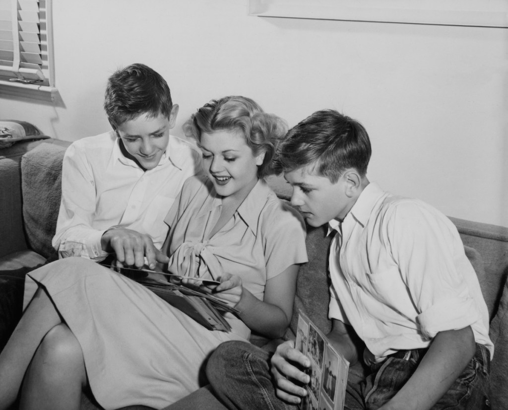 Angela Lansbury with her brothers, Bruce and Edgar, in 1945