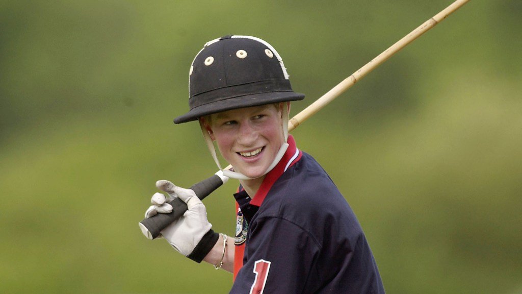 Teen Prince Harry playing polo