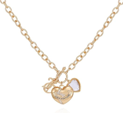 Juicy Couture Goldtone Heart Charms Pendant Necklace