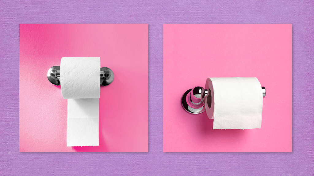 There are two types of people: Toilet paper under versus toilet paper over