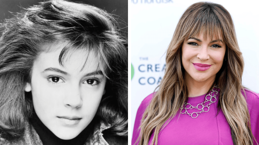 Side-by-side of Alyssa Milano then and now