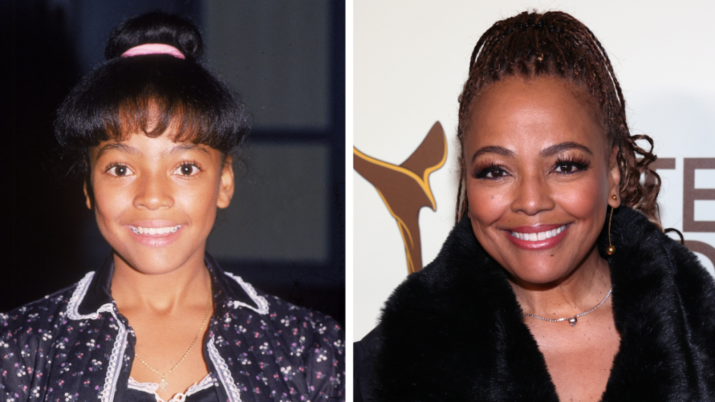 Side-by-side of Kim Fields then and now