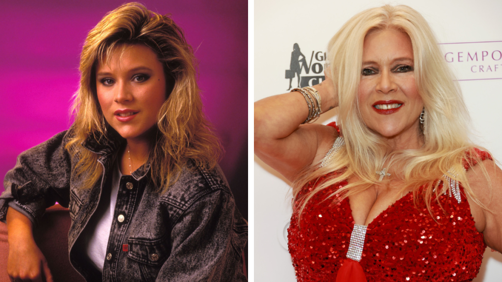 Side-by-side of Samantha Fox then and now