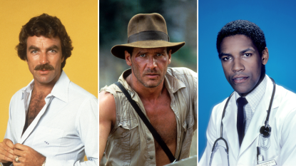 hot male 80’s stars Hot Tom Selleck, Harrison Ford and Denzel Washington, 1980s