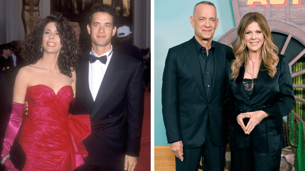 Tom Hanks and Rita Wilson in 1989 and 2023