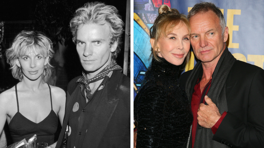 Sting and Trudie Styler in 1982 and 2020
