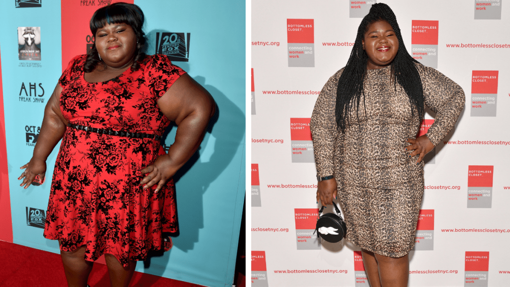 Gabourey Sidibe in 2014 and 2019
