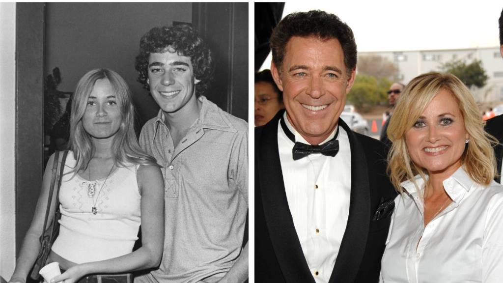 Barry Williams and Maureen McCormick stand side by side (Brady Bunch Behind the Scenes)