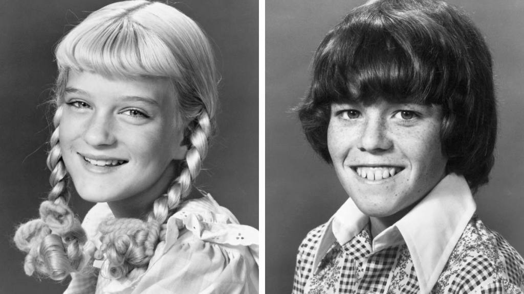 Left: Susan Olsen as Cindy Brady 1973, Right: Mike Lookinland as Bobby Brady 1973 (Brady Bunch Behind the Scenes)