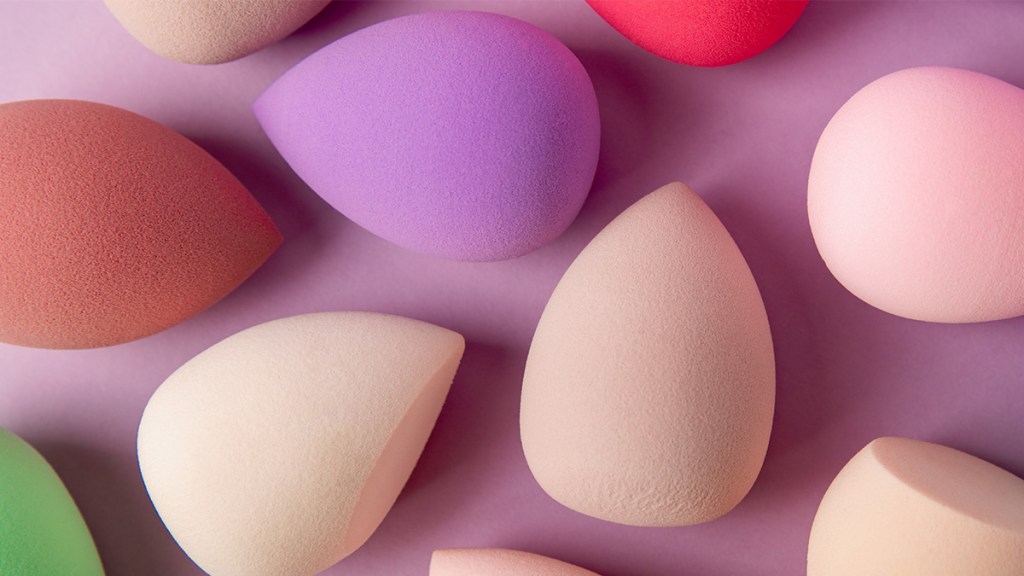 A variety of makeup sponges that are clean after learning how to clean makeup sponges