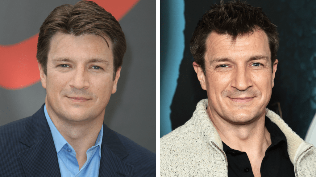 Nathan Fillion in 2012 and 2022
