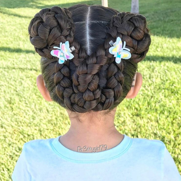 Minnie Mouse Buns  Feed in Braids  YouTube