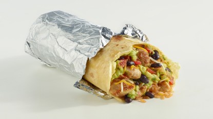 A chicken burrito as part of a guide on how to reheat it