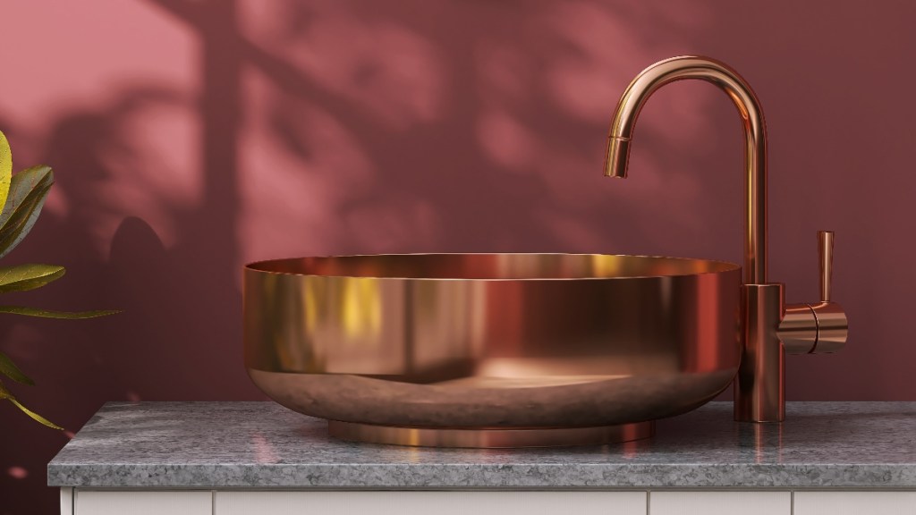 A sparkling copper sink