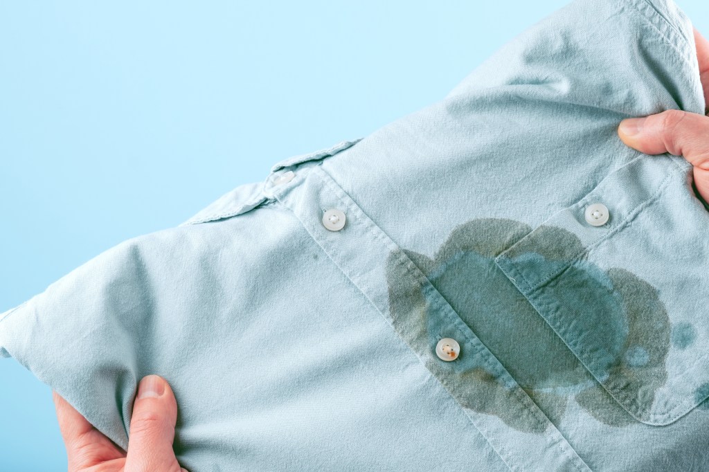 shirt with an oil stain