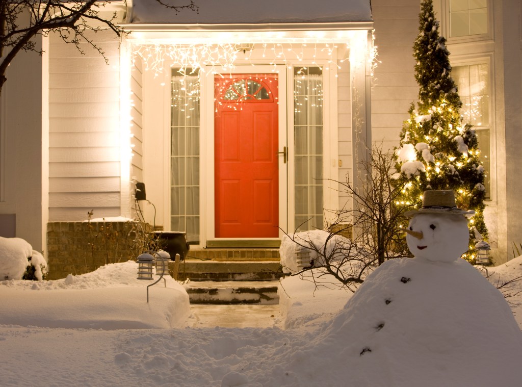 House porch at winter night