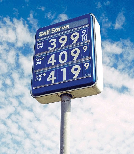 blue gas station sign