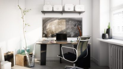 A clean and bright unoccupied small home office