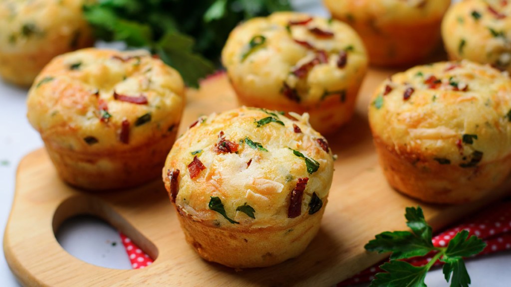 Bacon and Cheddar savory muffins made with Kamut flour