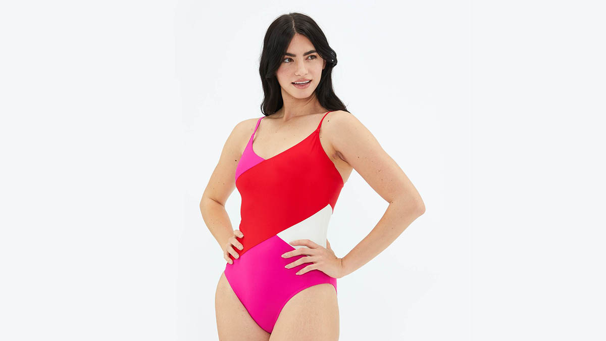 colorblocked one-piece summersalt swimsuit