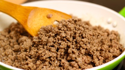 Ground beef in a pan