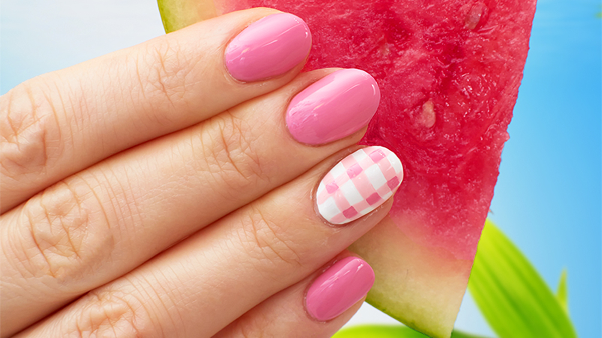 Manicure Monday - Green Striped Tips Nails | See the World in PINK