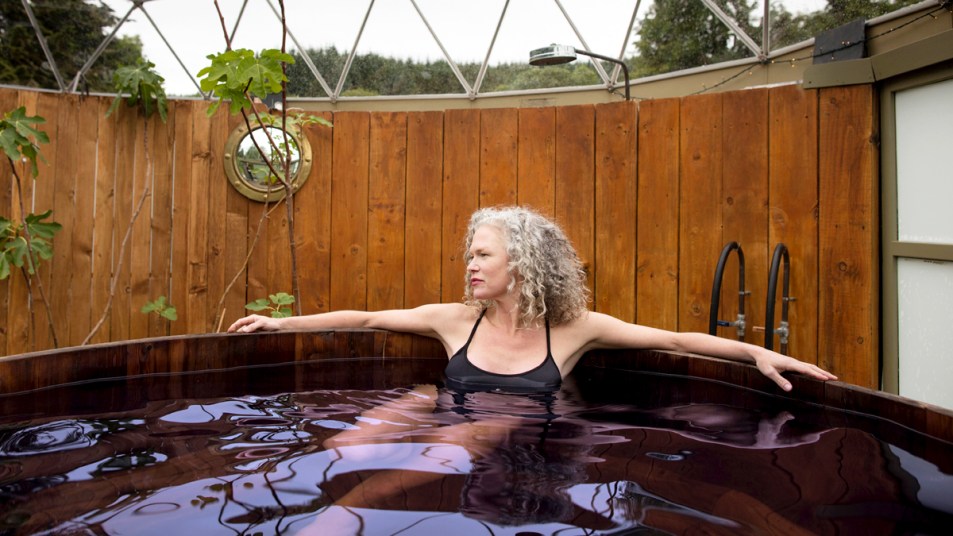Woman in a hot tub