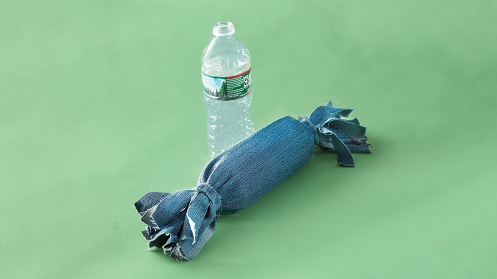 Creating a dog chew toy is one of many uses for plastic bottles