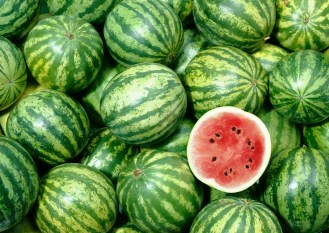 ripe watermelon at the grocery story