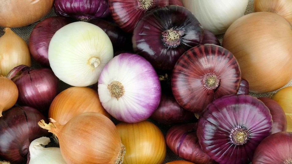 An assortment of whole onions