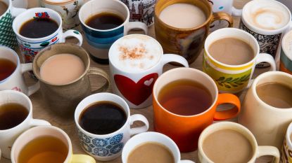 many mugs of coffee and tea