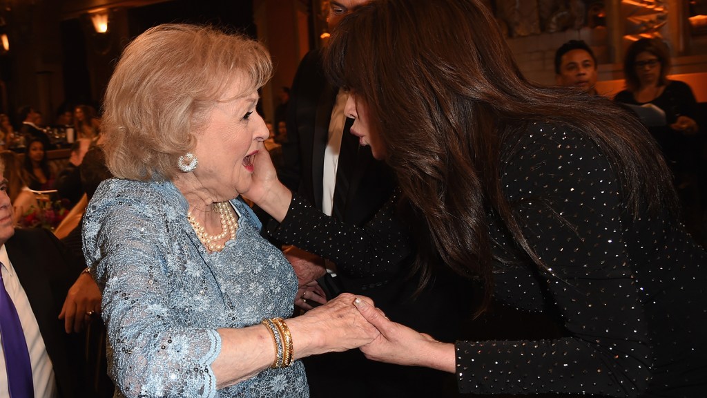 Actress Betty White (L) and singer Marie Osmond