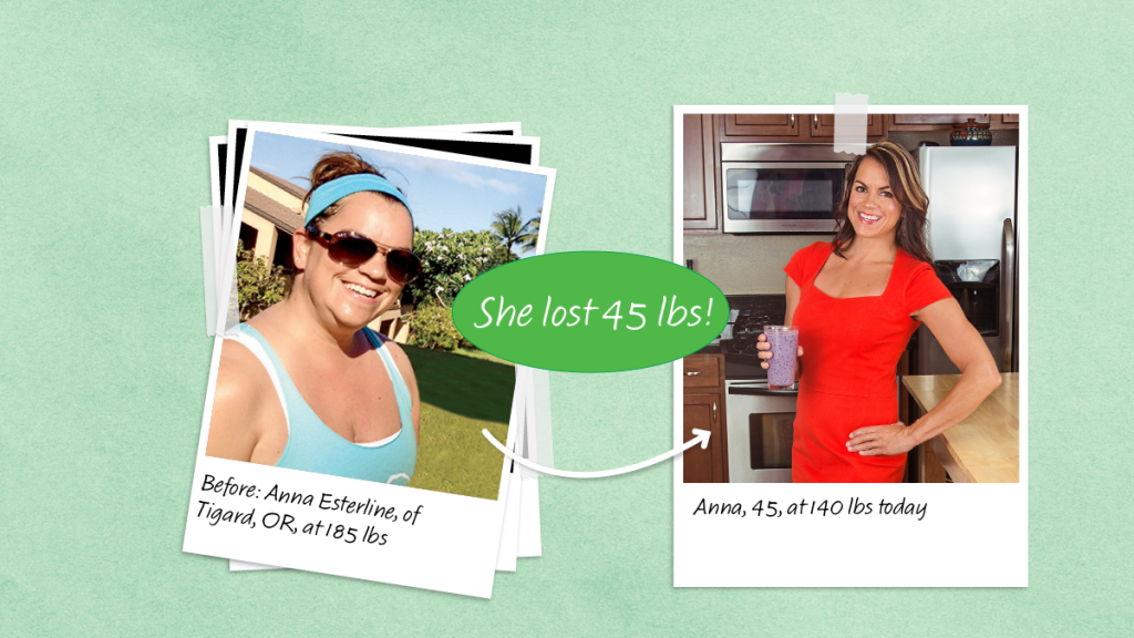 Before and after photos of Anna Esterline, berberine weight loss stories