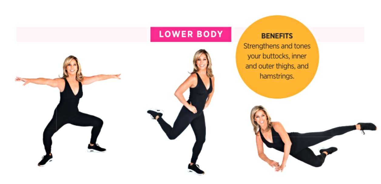 Denise Austin performing lower body exercises