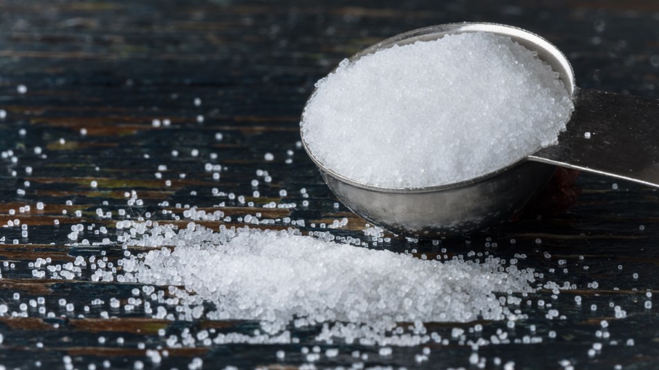 Iodized Salt Spilled from a Teaspoon_