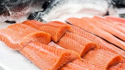 Fresh salmon at the seafood counter