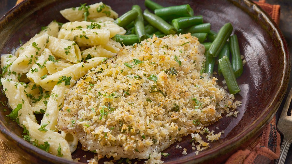 Crusted tilapia used as a recipe to demonstrate how to preheat an oven quickly