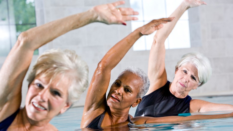 Women doing water aerobics