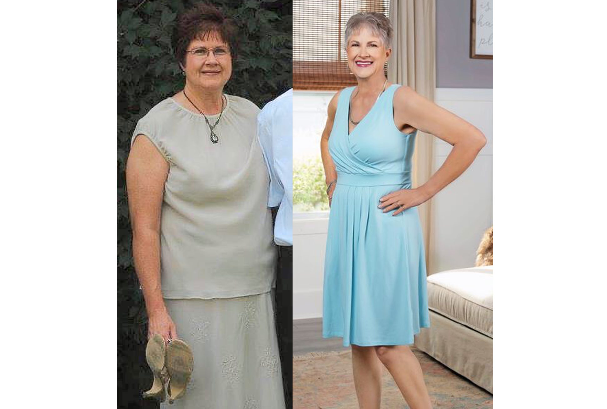 Pam Hambach, 62, before (L) and after (R)