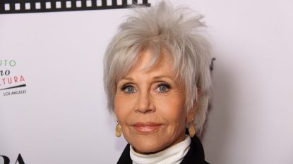 Jane Fonda with short cropped hair in February 2020