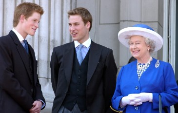 Queen Elizabeth II Laughs With Her Grandsons Prince William And Prince Harry