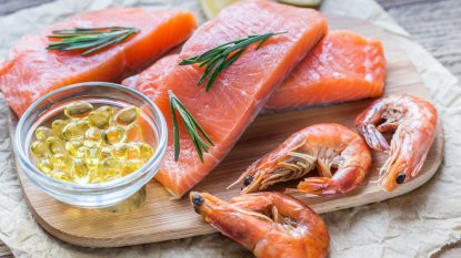 sources of omega 3s - pills salmon and prawn
