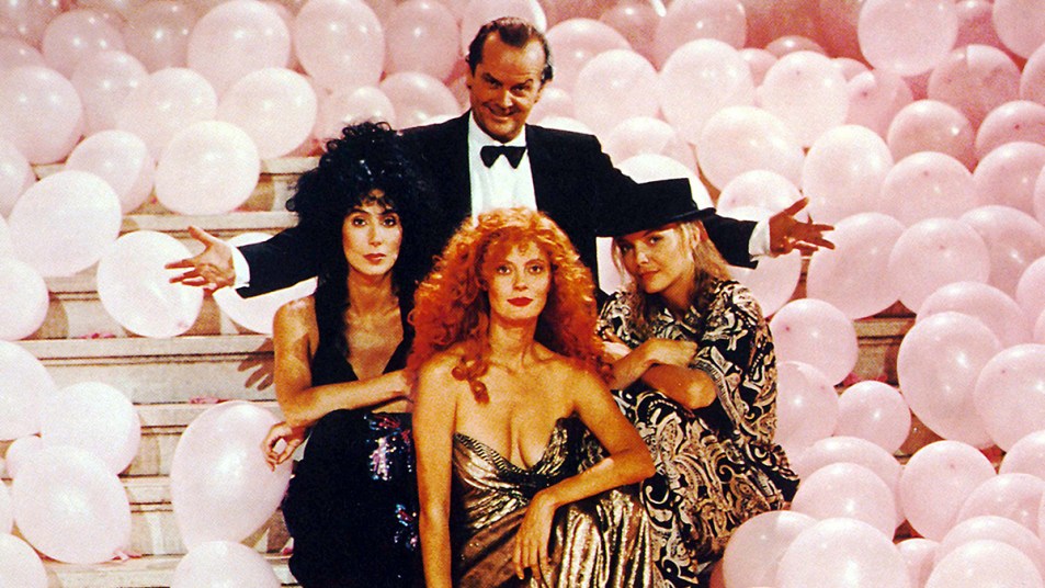The cast of The Witches of Eastwick, which is one of our favorite non-scary Halloween movies