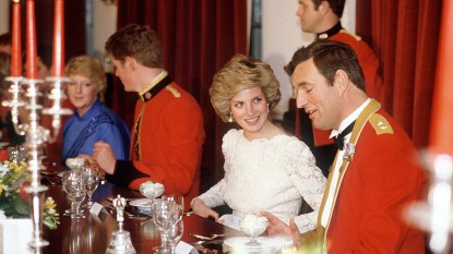 Princess Diana preparing to have a meal