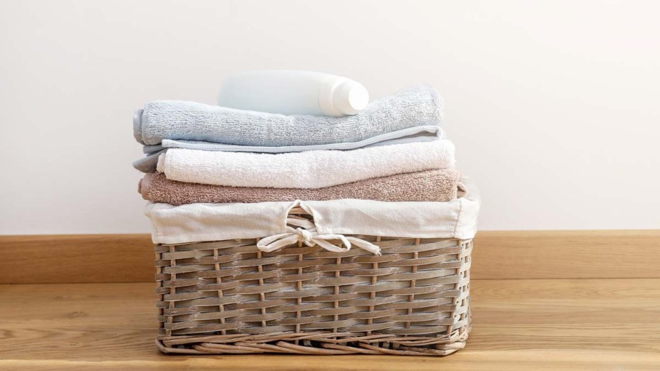 Laundry basket with clothes