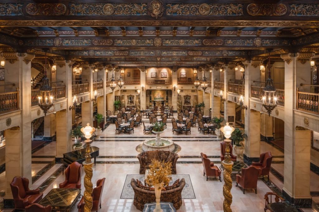 The lobby of The Historic Davenport Hotel in Spokane, WA