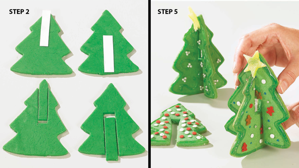 How to assemble 3-D Christmas tree cookies