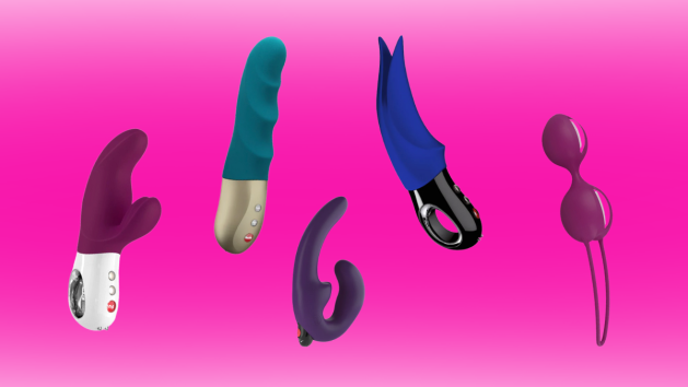 5 sex toys from FUN FACTORY on a pink background