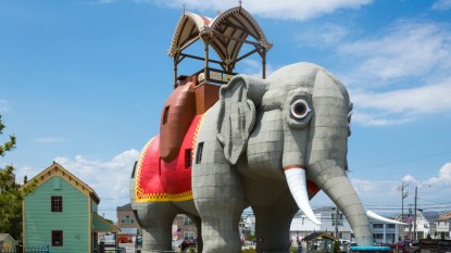 Margate, New Jersey, USA. Lucy the Elephant. Lucy was a hotel at turn of the last century. Example of Duck architecture.
