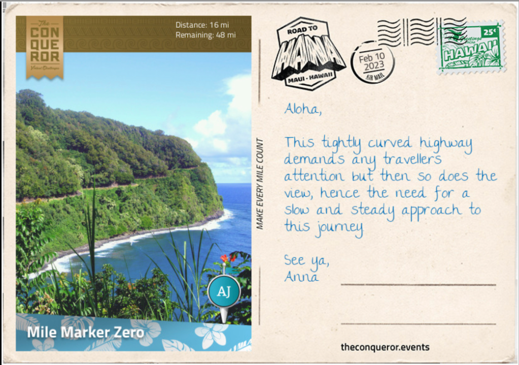 Screenshot postcard in The Conqueror app